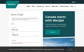 WestJet Airlines website