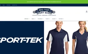 Big Top Shirt Shop website