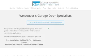GM Garage Doors website