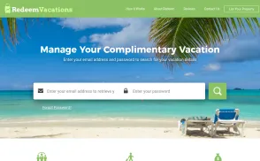 Redeem Vacations website