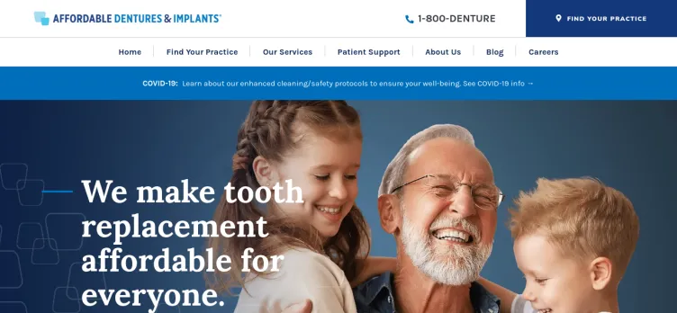 Screenshot Affordable Dentures & Implants / Affordable Care