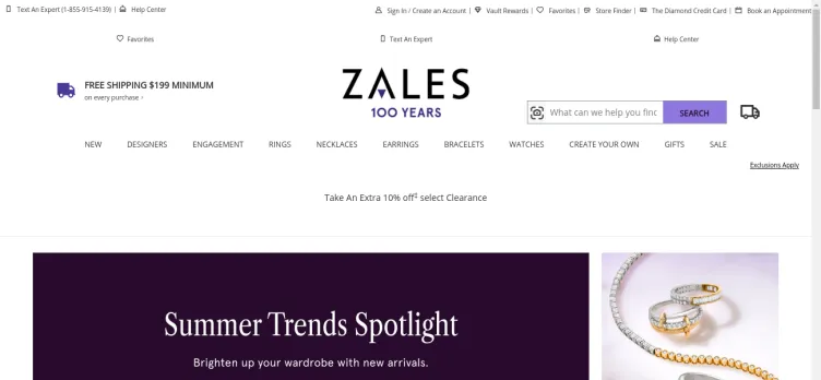 Screenshot Zale Jewelers / Zales.com