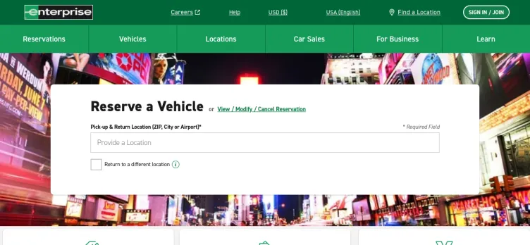 Screenshot Enterprise Rent-A-Car