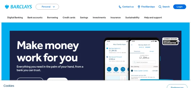 Screenshot Barclays Bank