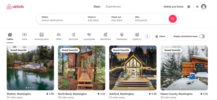 Screenshot Airbnb