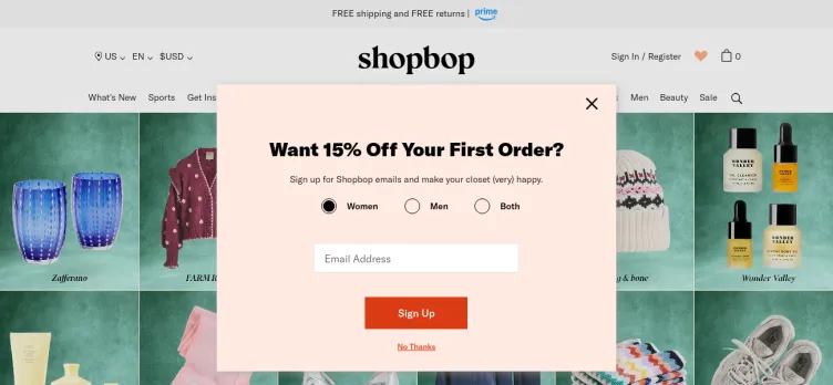 Screenshot Shopbop