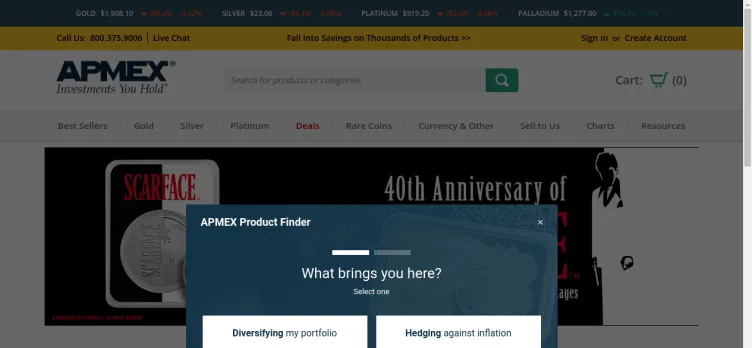 Screenshot APMEX