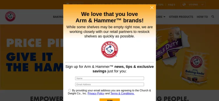 Screenshot Arm & Hammer / Church & Dwight Co.