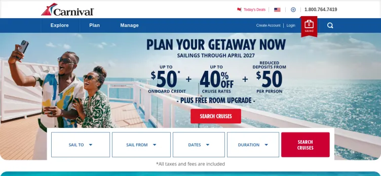 Screenshot Carnival Cruise Lines