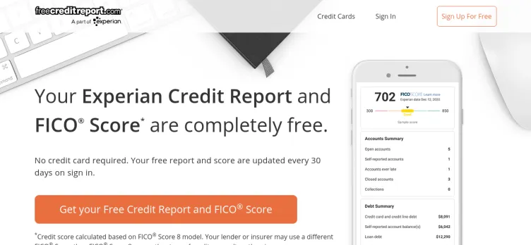 Screenshot Free Credit Report