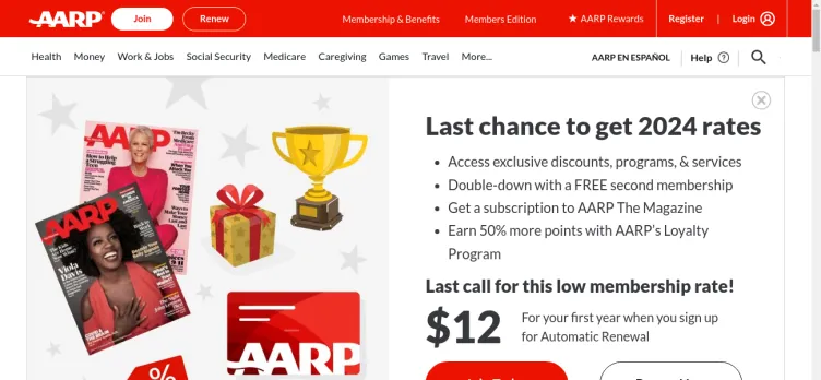 Screenshot AARP Services