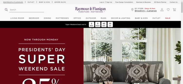 Screenshot Raymour & Flanigan Furniture