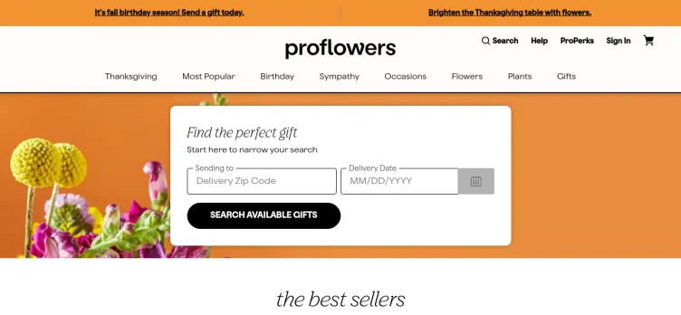 Screenshot ProFlowers