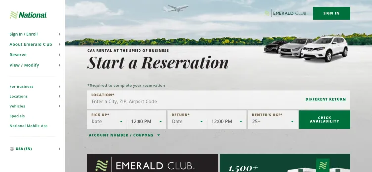 Screenshot National Car Rental