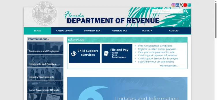 Screenshot Florida Department of Revenue