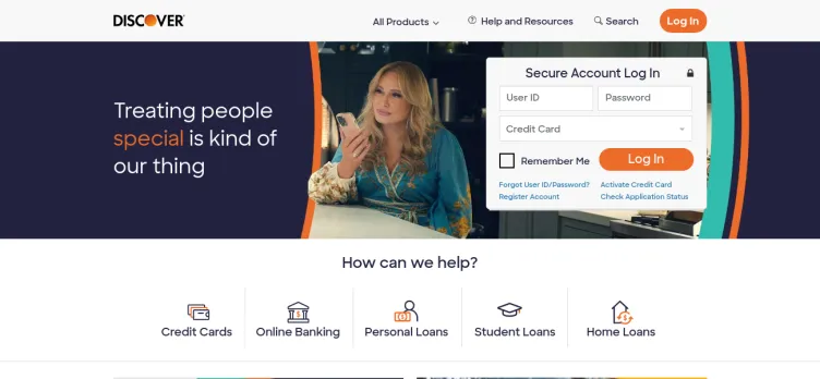 Screenshot Discover Bank / Discover Financial Services