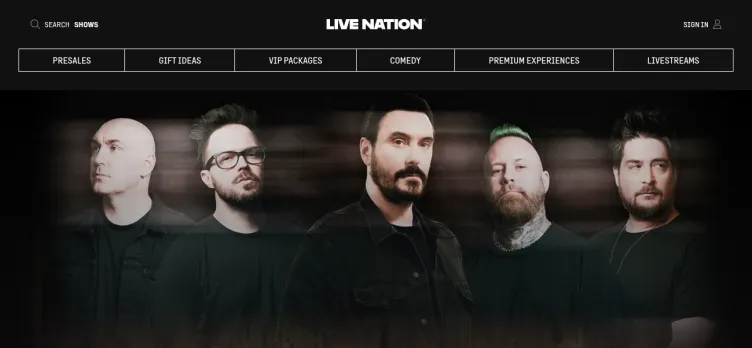 Screenshot Live Nation