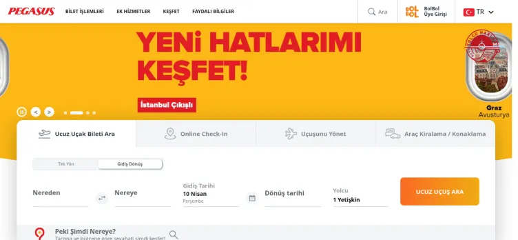 Screenshot Pegasus Airlines