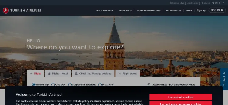 Screenshot Turkish Airlines