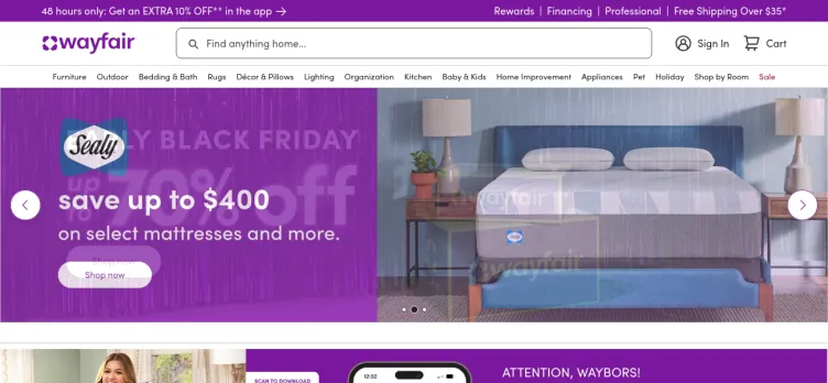 Screenshot Wayfair