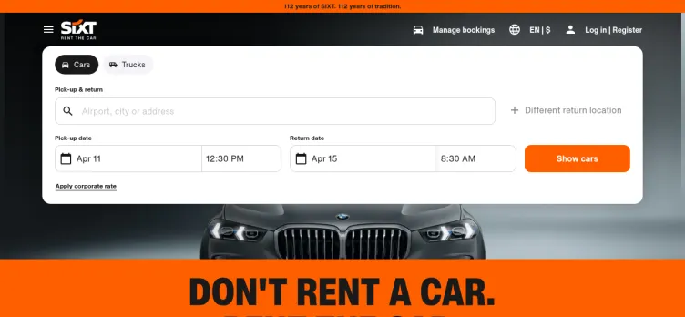 Screenshot Sixt