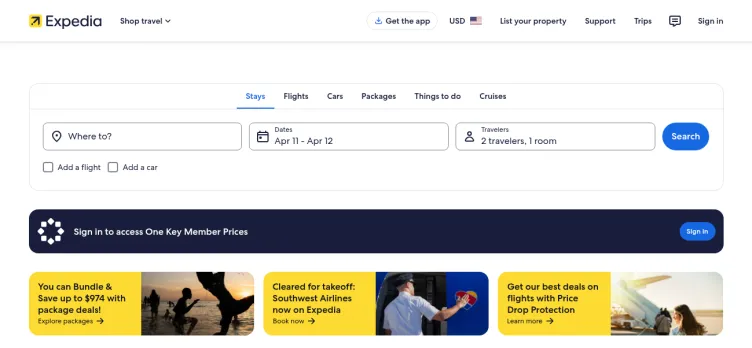 Screenshot Expedia