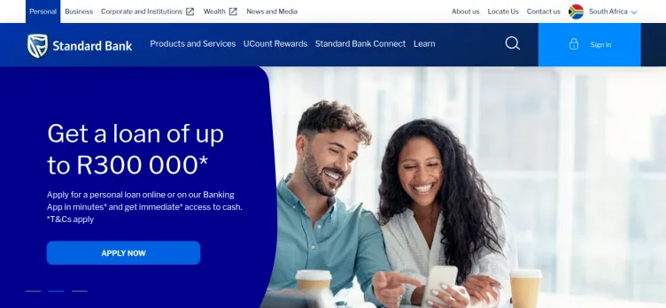 Screenshot Standard Bank South Africa