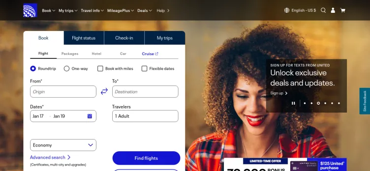 Screenshot United Airlines