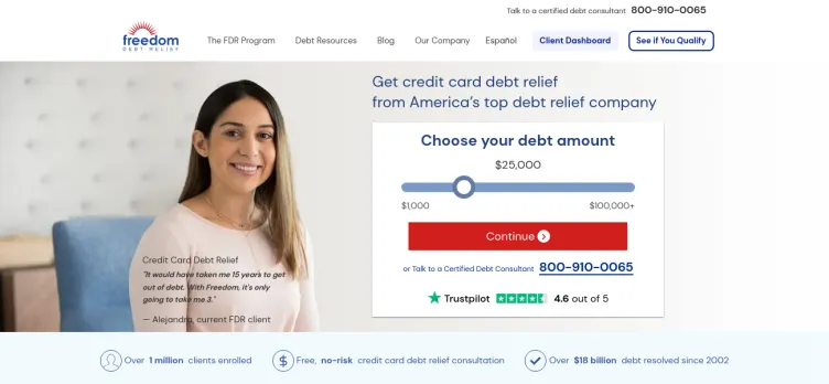 Screenshot Freedom Debt Relief