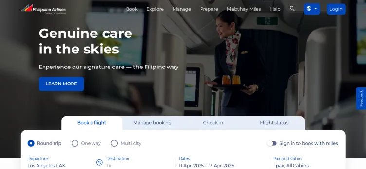 Screenshot Philippine Airlines