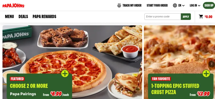 Screenshot Papa John's