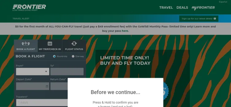 Screenshot Frontier Airlines