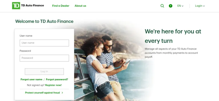 Screenshot TD Auto Finance