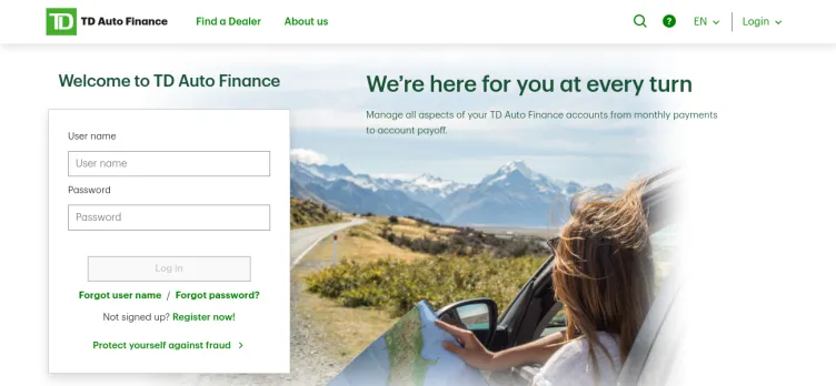 Screenshot TD Auto Finance