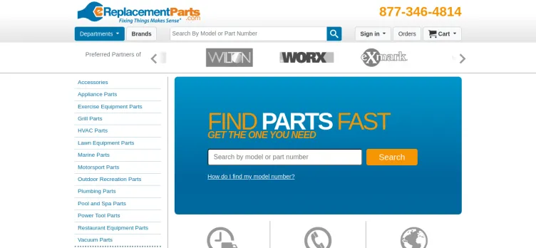 Screenshot eReplacementParts.com