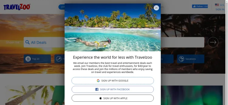 Screenshot Travelzoo