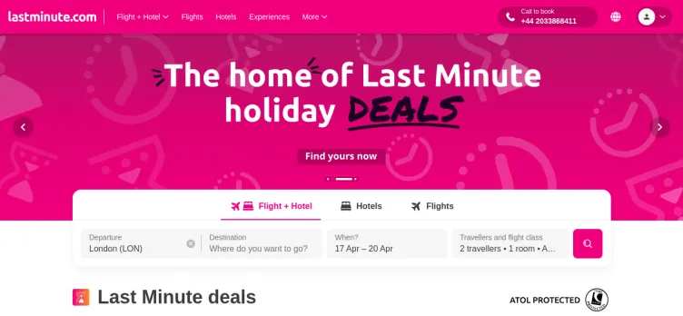 Screenshot LastMinute.com