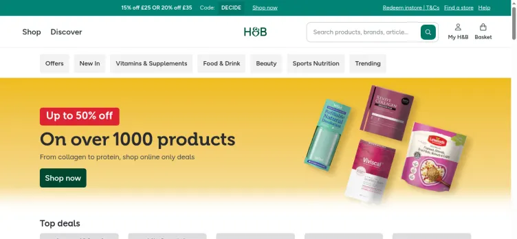 Screenshot Holland & Barrett Retail