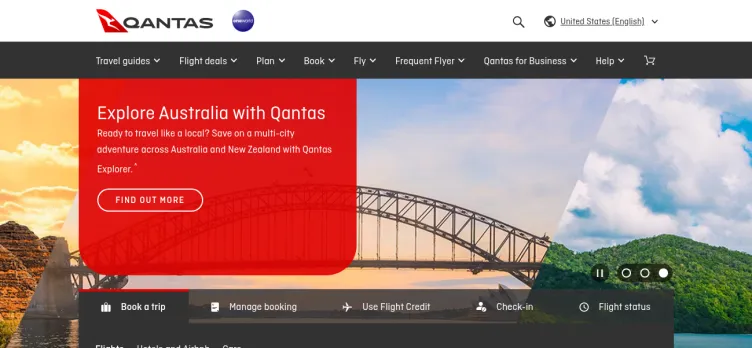 Screenshot Qantas Airways