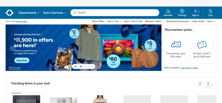 Screenshot Sam's Club
