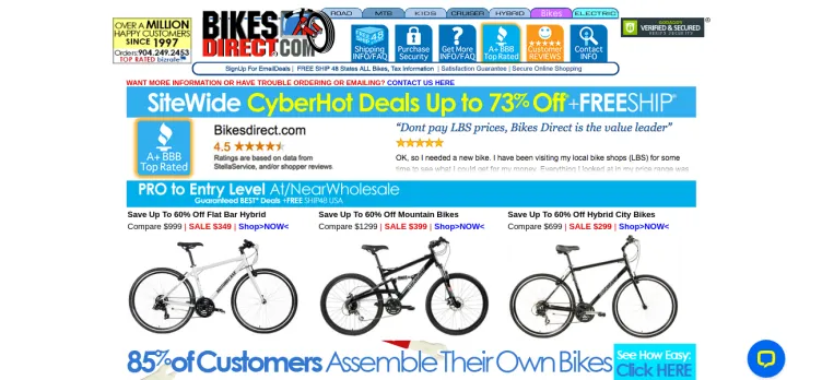 Screenshot Bikesdirect.com