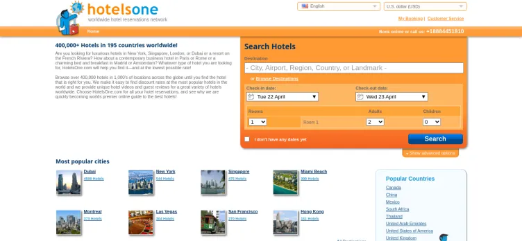 Screenshot HotelsOne.com