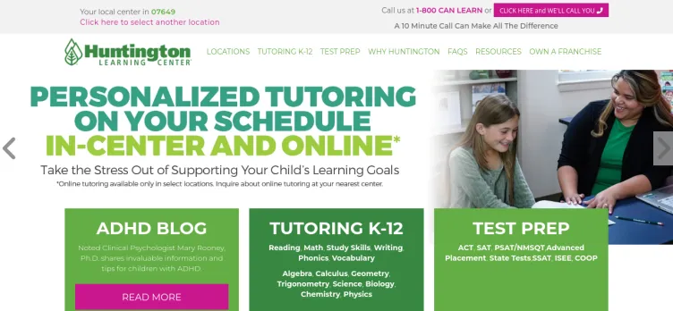 Screenshot Huntington Learning Center / Huntington Mark