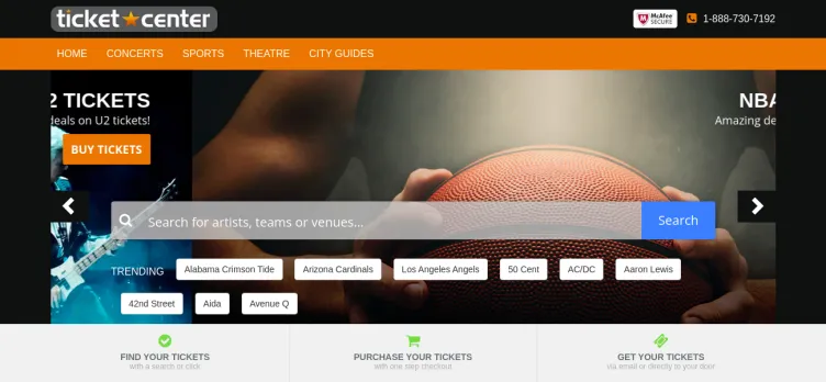 Screenshot TicketCenter.com