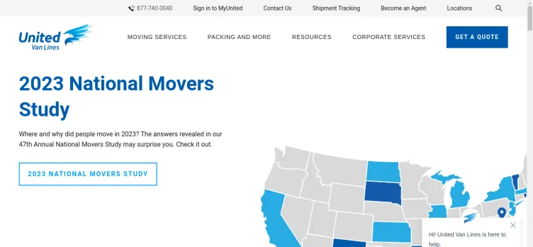 Screenshot United Van Lines