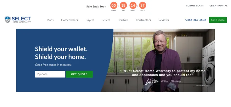 Screenshot Select Home Warranty