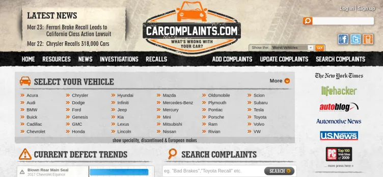Screenshot CarComplaints.com