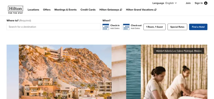 Screenshot Hilton Hotels & Resorts