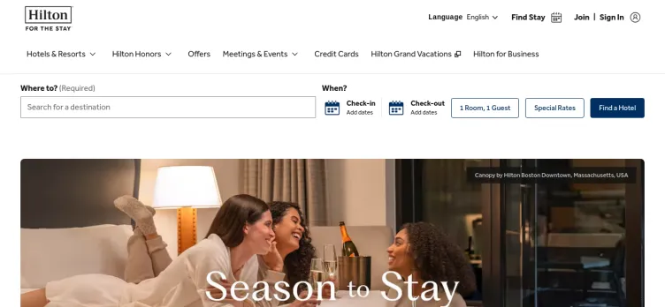 Screenshot Hilton Hotels & Resorts