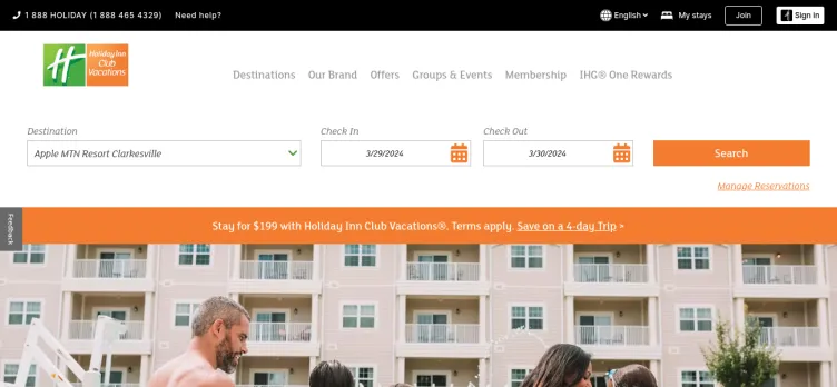 Screenshot Holiday Inn Club Vacations Incorporated
